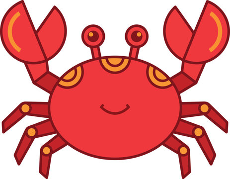 A cute cartoon red crab illustration with a friendly smile.
