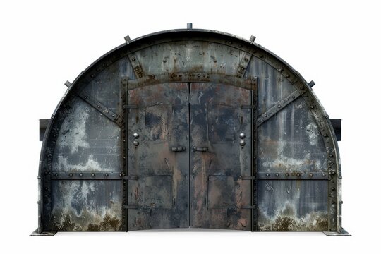 Minimalist Underground Bunker Entrance with Heavy Steel Door