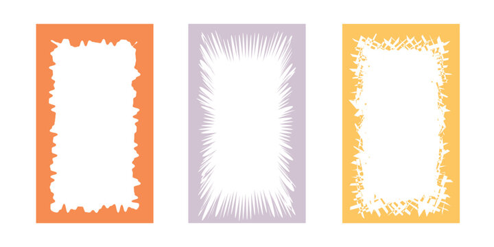 Groovy psychedelic frames in hippie style. Psychedelic retro border. Funky text box background. Pop vintage groovy rectangle frame. Vector illustration. Design element