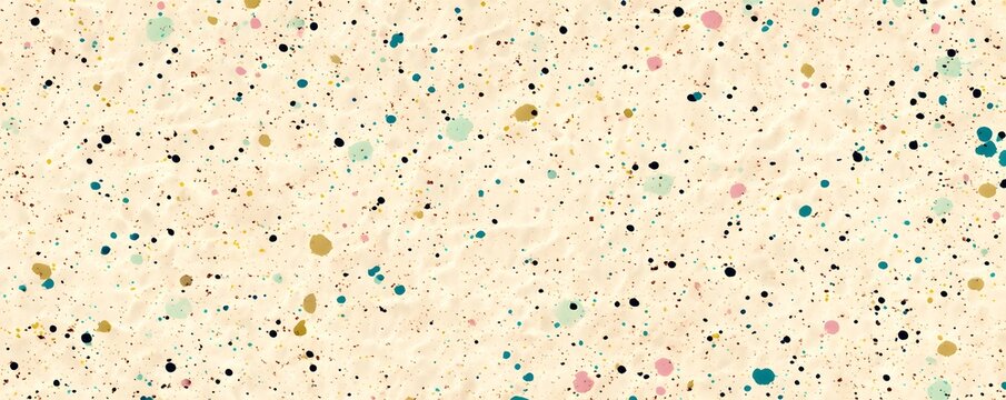 Cremefarbener B&uuml;ttenpapier-Hintergrund mit Buntem Farbspritzer-Muster f&uuml;r Banner, Einladungen und Kreative Web-Header