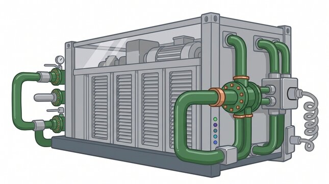 Plain Vector Illustration of Geothermal Power Heat Extraction Pump