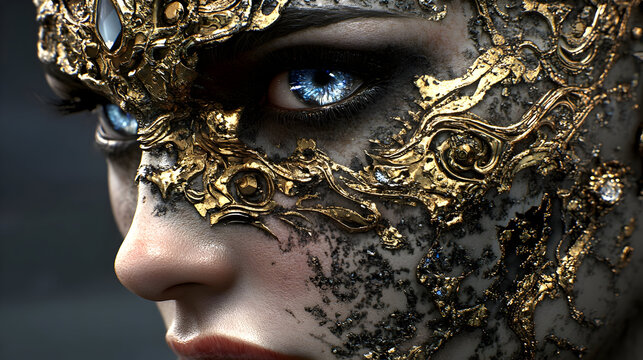 Portait of beautiful cyber girl in time portal, cinematic still