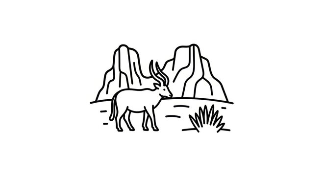antelope standing in front of mountains.