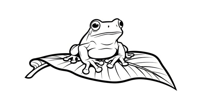 Frog sitting on a leaf illustration.