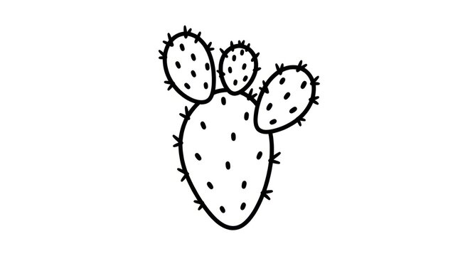 Prickly Pear Cactus Plant Illustration.
