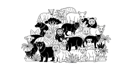 Fotobehang Zoo Variety of farm animals standing together.  © Slowme