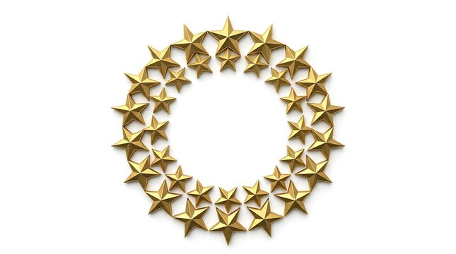 Circular frame made of many small golden and green metallic stars