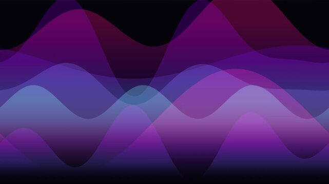 Flowing seamless loop background with overlapping purple and magenta waves on a dark canvas.