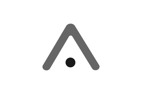 Minimalist Letter A Logo - Modern Abstract Arrowhead with Dot Icon