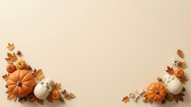 Autumn floral arrangement with pampas grass and dried flowers on beige background