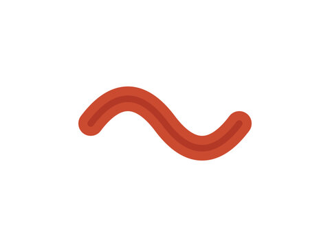 A simple red wavy line icon representing a tilde symbol on white background