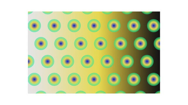 Abstract geometric pattern with repeated circular elements over a gradient grainy background, repeating polka dot