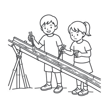 Children enjoying nagashi somen flowing noodles activity.