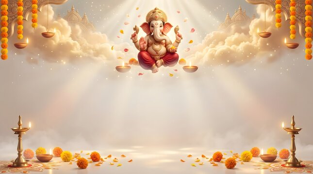Lord ganesha background for ganesh chaturthi festival celebration invitation
