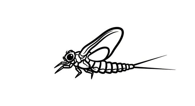 Insect Mayfly Aquatic Nature Illustration.