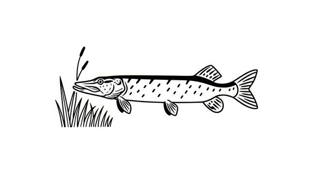Large Pike Fish in Water Environment.
