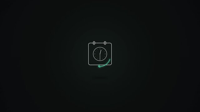 Minimal calendar icon with clock and neon green checkmark