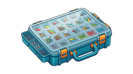 Fishing Tackle Box Full of Lures and Gear, Isolated on Transparent Background © randy