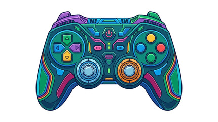 Futuristic Gaming Controller Isolated Transparent Background Vector Illustration © randy