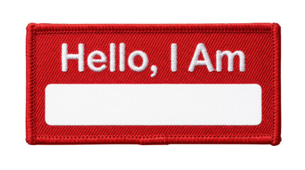 Red speech bubble with hello i am text isolated on transparent background © Designer