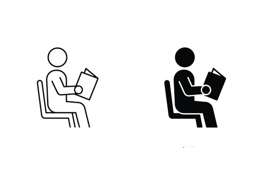 Person sitting and reading a book set in two styles