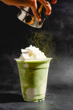 Matcha Green Tea Frappe with Generous Matcha Powder Topping