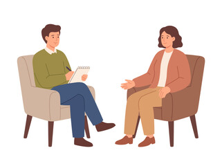 Obraz premium Therapist taking notes during counseling session with patient