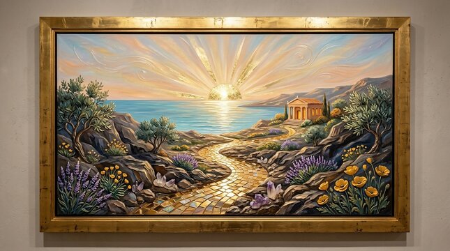 Sunrise landscape painting