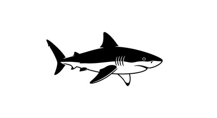 Fototapeta premium Black shark swimming in ocean water.