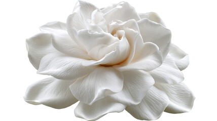 Obraz premium Fresh gardenia flower with highly realistic detailed petals and vibrant natural color, centered isolated PNG on transparent background with clean edges and sharp focus