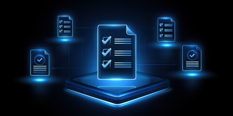 Fototapeta premium policy links documents compliance approval contract checklist and regulation through platform driven commerce