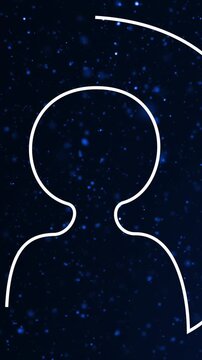 Animation of social media people icon over flickering stars on blue background