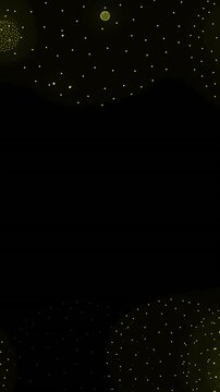 Animation of gold balloons with copy space on black background