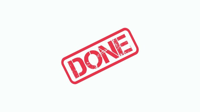 Red Done Rubber Stamp Impression Appearing on White Background 4K Ultra HD Motion Graphics Animation