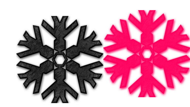 Black and Pink Geometric Snowflake Clipart Set