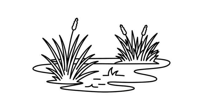 Simple cattail plants in water.
