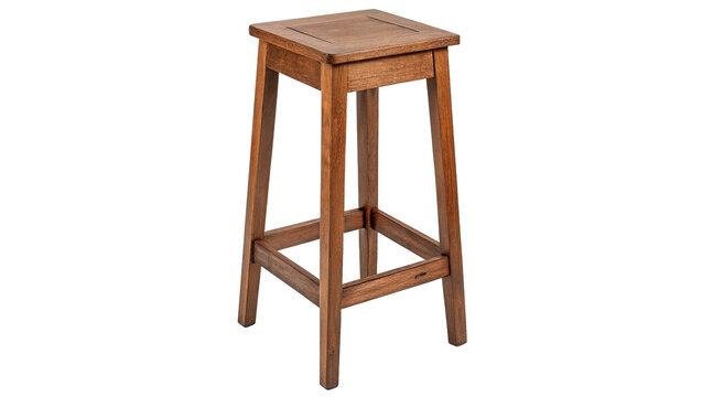 Simple high wooden bar stool chair furniture isolated on transparent background