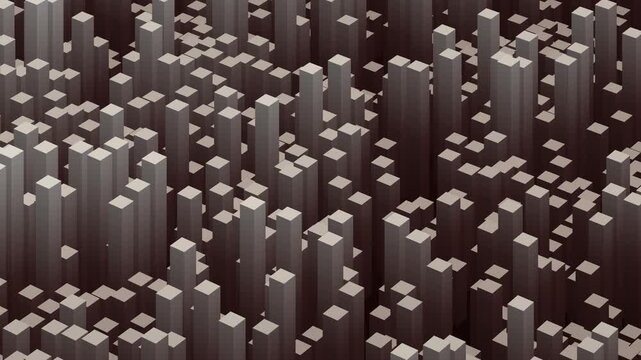 looapble 3d bar charts data visualization, rhythmic display of geometric pillars moving up and down in a seamless cycle, perfect for modern digital backgrounds