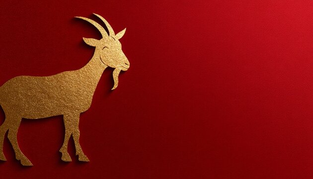 Luxury Red and Gold Chinese Zodiac Goat Sculpture Background with 
Copy Space for Chinese New Year 2027 Celebration