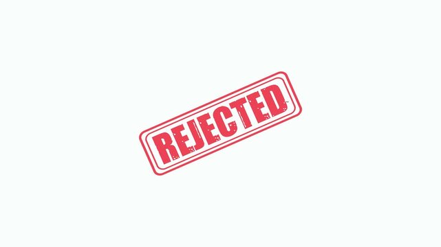 Red Rejected Rubber Stamp Impression Animation Isolated on White Background for Business and Administrative Concepts