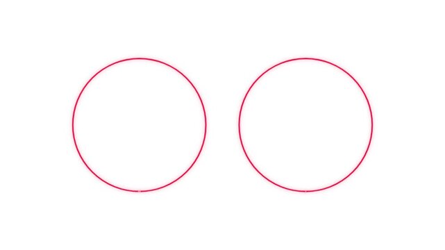 Minimalist pink circle outlines on white background, pair of geometric round frames, simple thin line circular shapes for design
