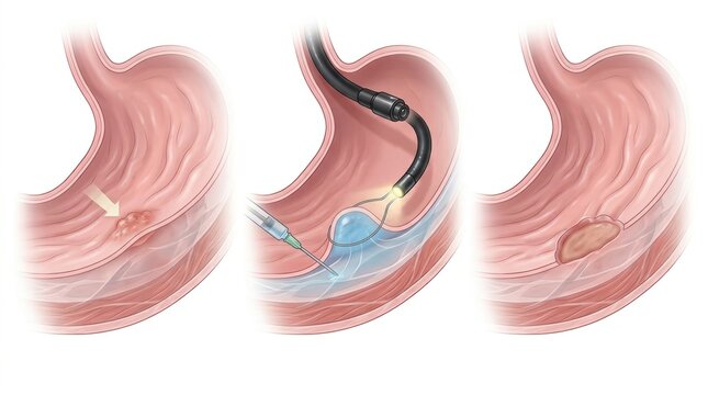 Endoscopic submucosal dissection procedure for stomach polyp removal