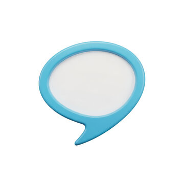3d blue speech bubble icon representing communication and chat message notification isolated on transparent background