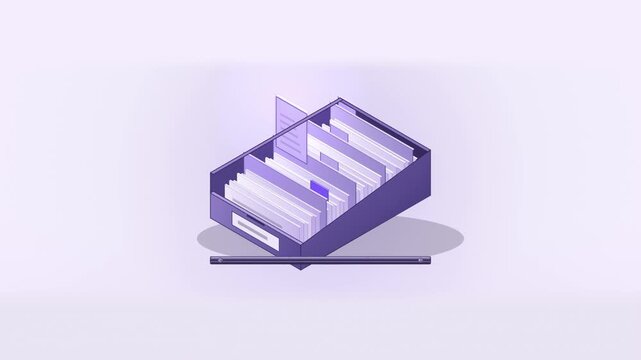 Abstract animated spaced repetition mastery decaying over time drawn as violet and blue lines and shapes on a bright, clean light background. Seamless looping 4K motion graphics video with free space 