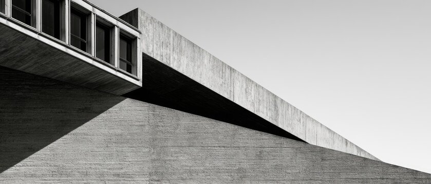 Stark concrete structure with sharp angles, light and shadow play