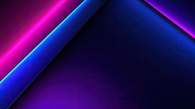 Dark abstract background with vibrant neon blue and pink geometric light lines