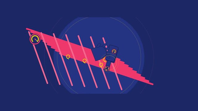 Abstract animated rebar being tied drawn as blue and cyan lines and shapes on a deep dark background. Seamless looping 4K motion graphics video with free space for text, ideal for industry explainers,