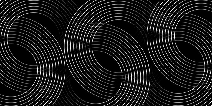 Infinity sign of two connected discs of metal wires. Eight of two linear discs. Vector illustration isolated on black background.