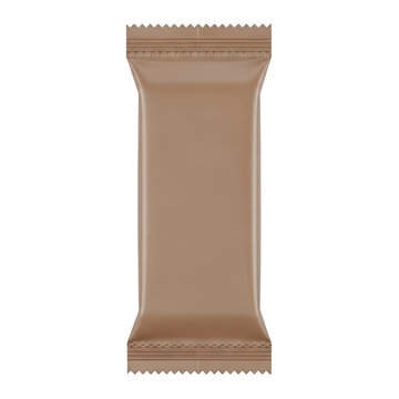 Blank brown snack bar wrapper mockup for food packaging design isolated on transparent background