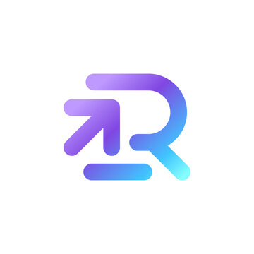 Modern R Letter Arrow Logo &ndash; Digital Technology and AI Symbol